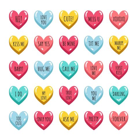 Free Vector Lovely Conversation Hearts Collection