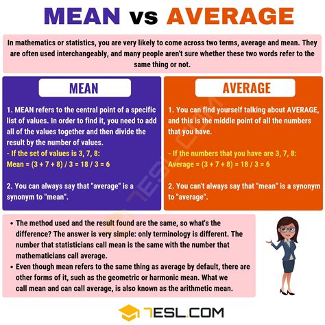 Mean Vs Average Interesting Difference Between Average Vs Mean 7esl