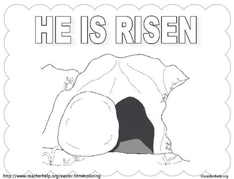He Is Risen Empty Tomb Wtitle Coloring Sheet Sunday School
