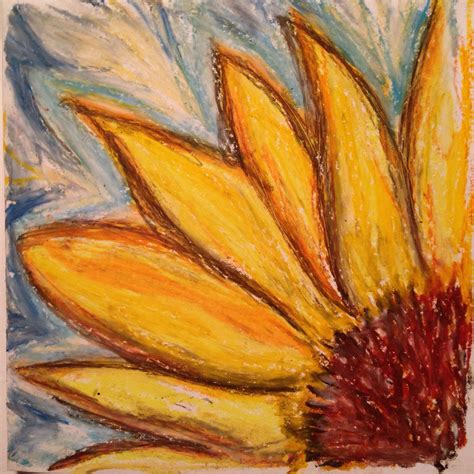 Sunflower Abstract Oil Pastel Drawing By Onny Artbyonny Chalk Pastel