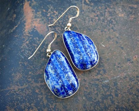 Navajo Peter Johnson Lapis Lazuli Dangle Earrings For Women Native