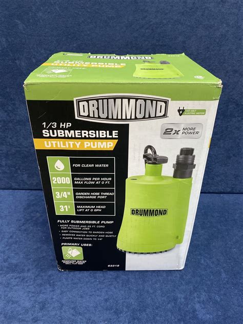 NEW DRUMMOND 1/3 HP Submersible Utility Pump 2000 GPH - #63318 | eBay