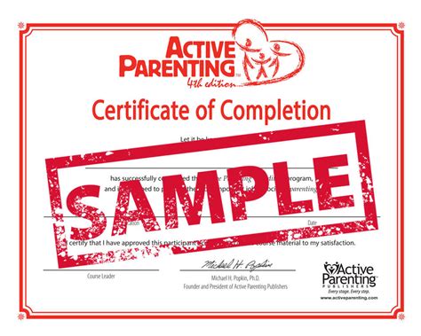 Active Parenting 4th Ed Certificates Of Completion Active Parenting