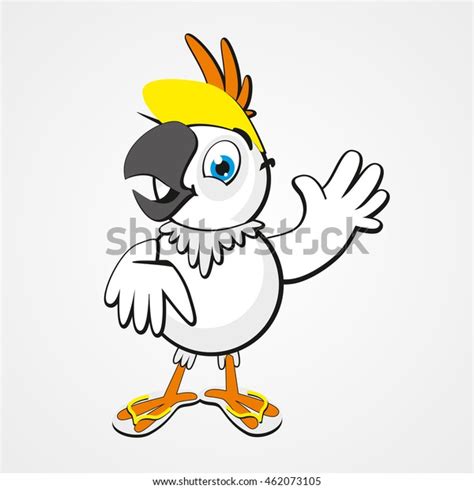 White Funny Cartoon Hilarious Parrot Isolated Stock Vector Royalty
