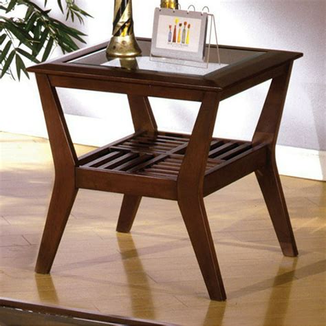Transitional End Table Dark Cherry Finish