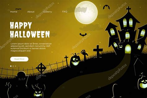 Feliz Diseño Del Sitio Web De Halloween Plantilla Plana De La Landing