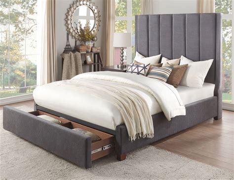 Zinus arnav modern studio metal platform bed w/ headboard king size $110. Neunan Dark gray Queen Upholstered Platform Storage Bed ...