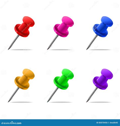 Set Of Pins Isolated On White Background Stock Vector Illustration Of