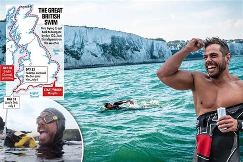 شاهد بريطاني أول شخص يسبح حول ساحل بريطانيا العظمى ولدغ 37 مرة جريدة نورت