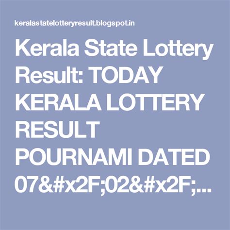 Candidates who have purchased the kerala weekly lottery are curious to know whether he/she won or not. Kerala State Lottery Result: TODAY KERALA LOTTERY RESULT ...