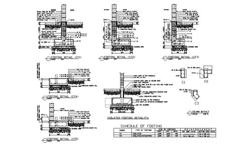 Footing Construction Details Of Building With Column Schedule Dwg File My XXX Hot Girl