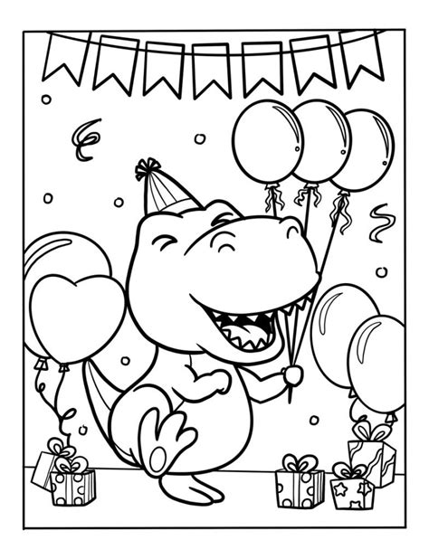 Printable Dinosaur Birthday Coloring Pages And Coloring Book