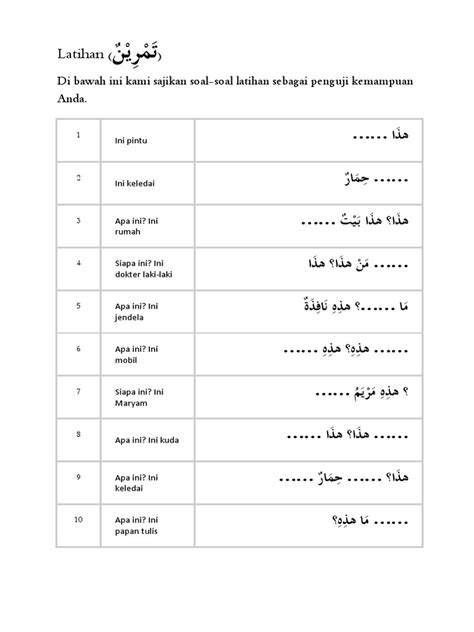 Latihan Isim Isyarah Pdf