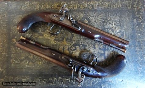 Extraordinary Pair Of Antique Flintlock Howdah Pistols Aanda Gaines