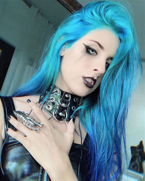 Goth Choker Aesthetic Bluehair Alternative Pastelgoth Softgrunge Blue Hair Soft Grunge