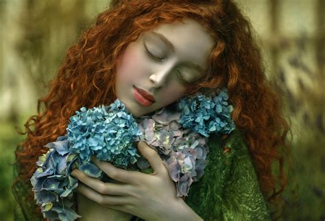 Fantasy Art Face Women Redhead Curly Hair Wallpapers
