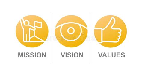 Vector Graphic Icons With Mission Vision And Values Concept Stock