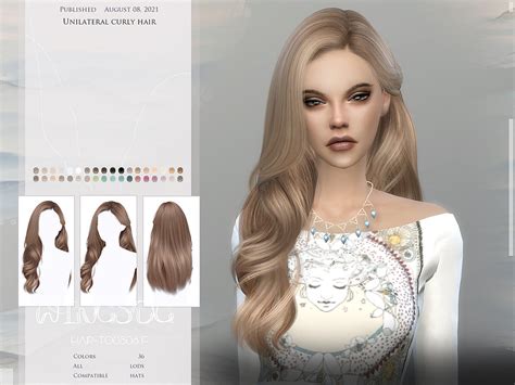 Wings To0808 Unilateral Curly Hair The Sims 4 Catalog