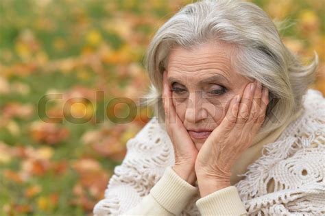 Sad Woman Posing Outdoors Stock Image Colourbox