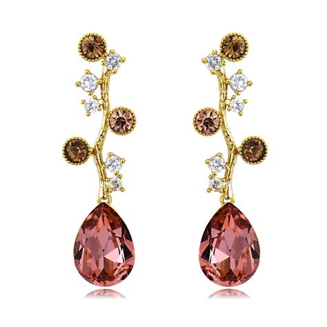 Pretty Artificial Crystal Pink Dangle Earrings