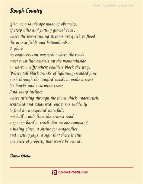 Rough Country Poem By Dana Gioia