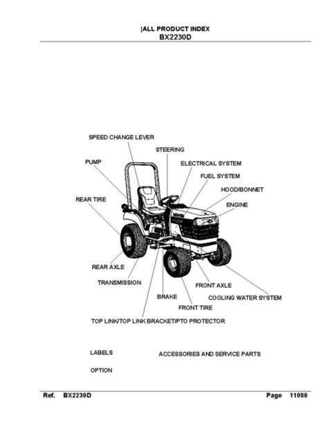 2230 Tractor Illustrated Parts Manual Kubota Bx2230d Exploded Diagrams