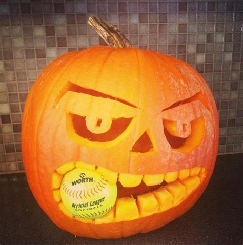 10 Baseball And Softball Halloween Pumpkin Ideas With Images