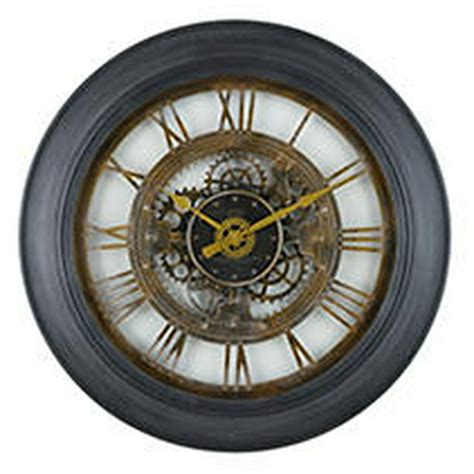 30 Sterling And Noble Black Framed Rustic Gear Wall Clock With Raised