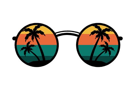 Palm Tree Retro Round Sunglasses Png Svg Graphic By Sunandmoon Creative Fabrica