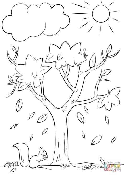 Autumn Tree Coloring Page