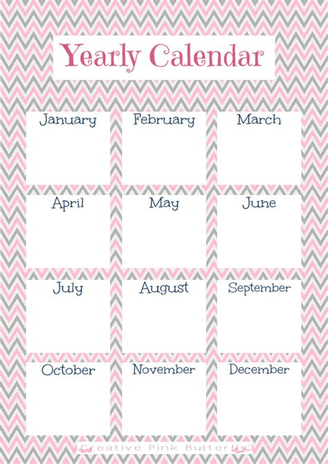 One Year Calendar Printable Calendar Templates