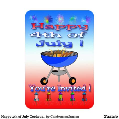 Happy 4th Of July Cookout Invitation Happy 4 Of July
