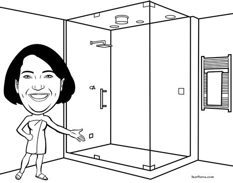 Shower Room Black And White Cartoon Clip Art Library