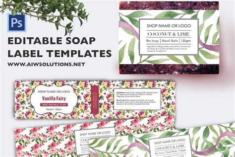 Customize your product labels with dozens of themes, colors, and styles to make an impression. Soap label template id49 | Creative Photoshop Templates ...