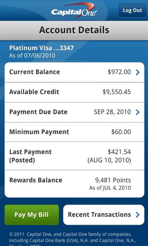 Your cardholder agreement may tell you how to check your balance and whether there is a fee to use a particular method to check your balance. Capital One Releases Android App: Pay Bills, View Recent Transactions, Check Balances - Droid Life