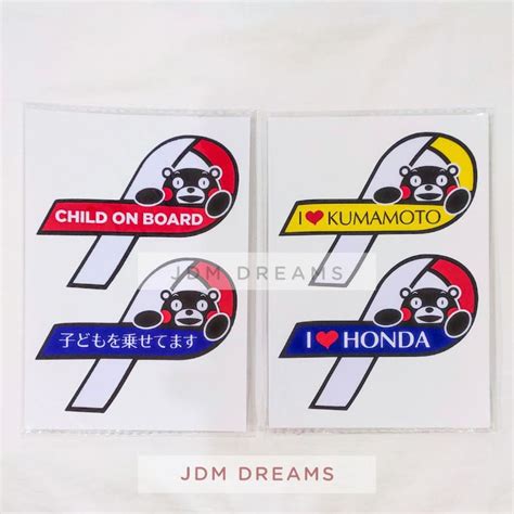 2in1 Jdm Kumamon Ribbon Design I Love Honda Kumamoto Baby In Car Child