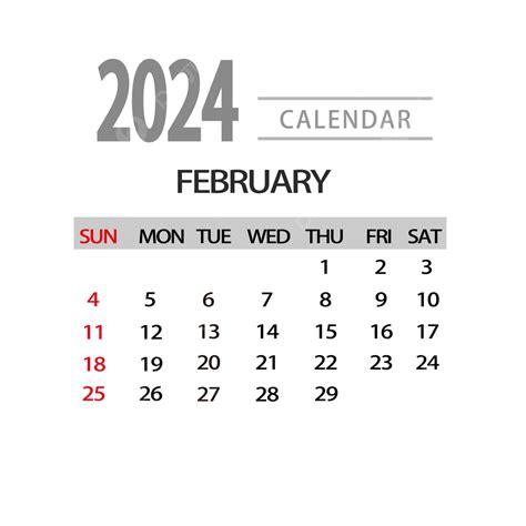 Gambar Kalender Ringkas Untuk Februari 2024 Dua Ribu Dua Puluh Empat