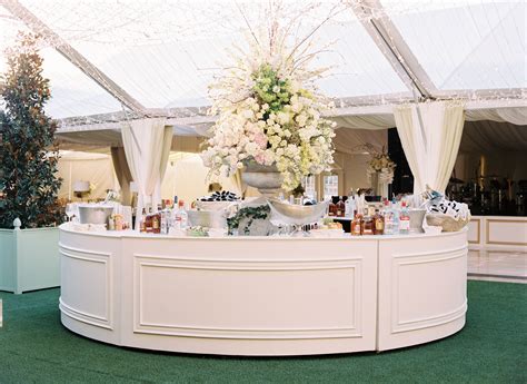 Crisp Clean Modern White Round Bar Wedding Reception Drink Station