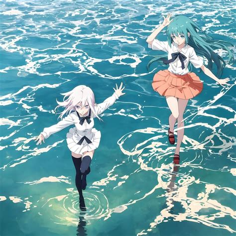 Premium Ai Image Anime Girl Walking On Sea Water