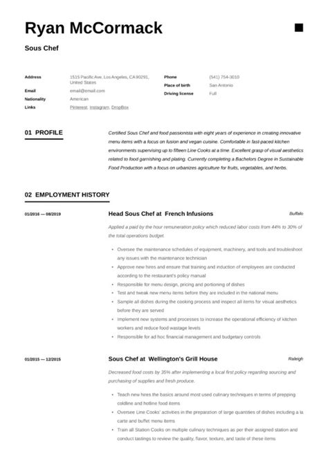 Sous Chef Resumes And Guide 24 Examples