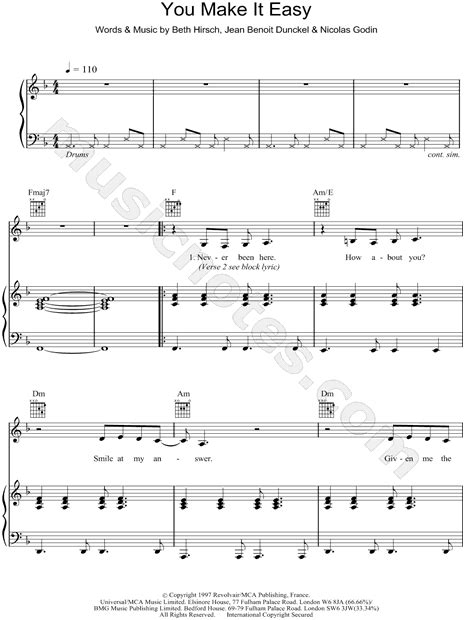 Air You Make It Easy Sheet Music In F Major Download