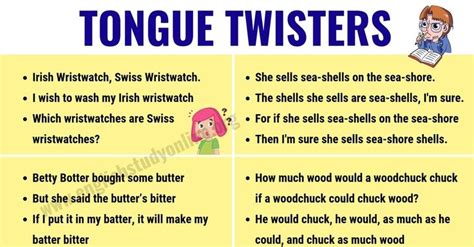 Tongue Twisters In English Learn Over 60 Useful And Hardest Tongue