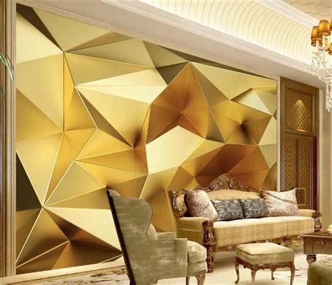 Custom Wallpaper 3d Luxury Gold Geometric Polygon 3d Stereo European