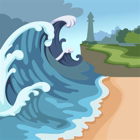 Cartoon Of A Lighthouse In Storm Illustrations Royalty Free Vector