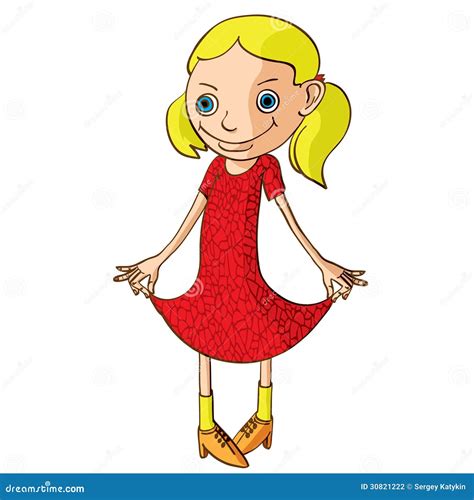 Girl In A Red Dress Stock Vector Illustration Of Play 30821222