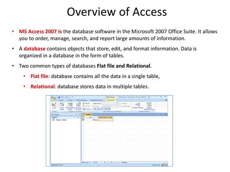 Ppt Microsoft Access 2007 Powerpoint Presentation Free Download Id