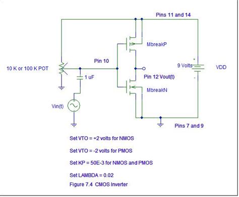 2 Connectthe Cmos Inverter Circuit Of Figure 74 With Thecd4007 Pins