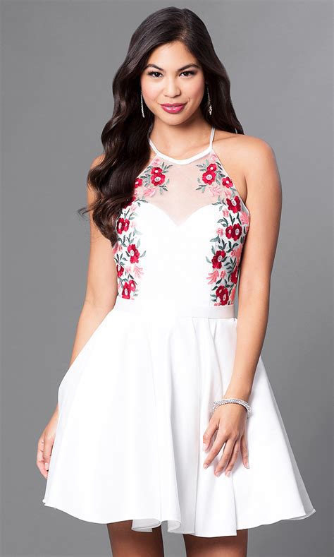 Shop our variety of designs and styles to give your wardrobe fashionable flair. Short Embroidered A-Line Homecoming Dress - PromGirl