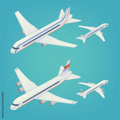 Passenger Airplane Passenger Airliner Airplane Freight Isometric Concept Stock Vektorgrafik