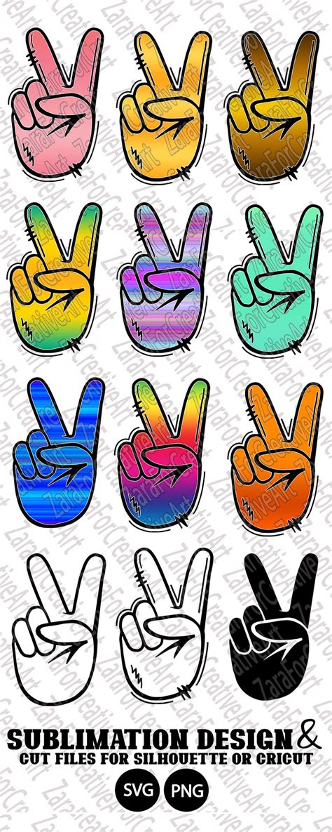 85 Peace Sign Doodle Symbol Finger Hand Sublimation Design Etsy